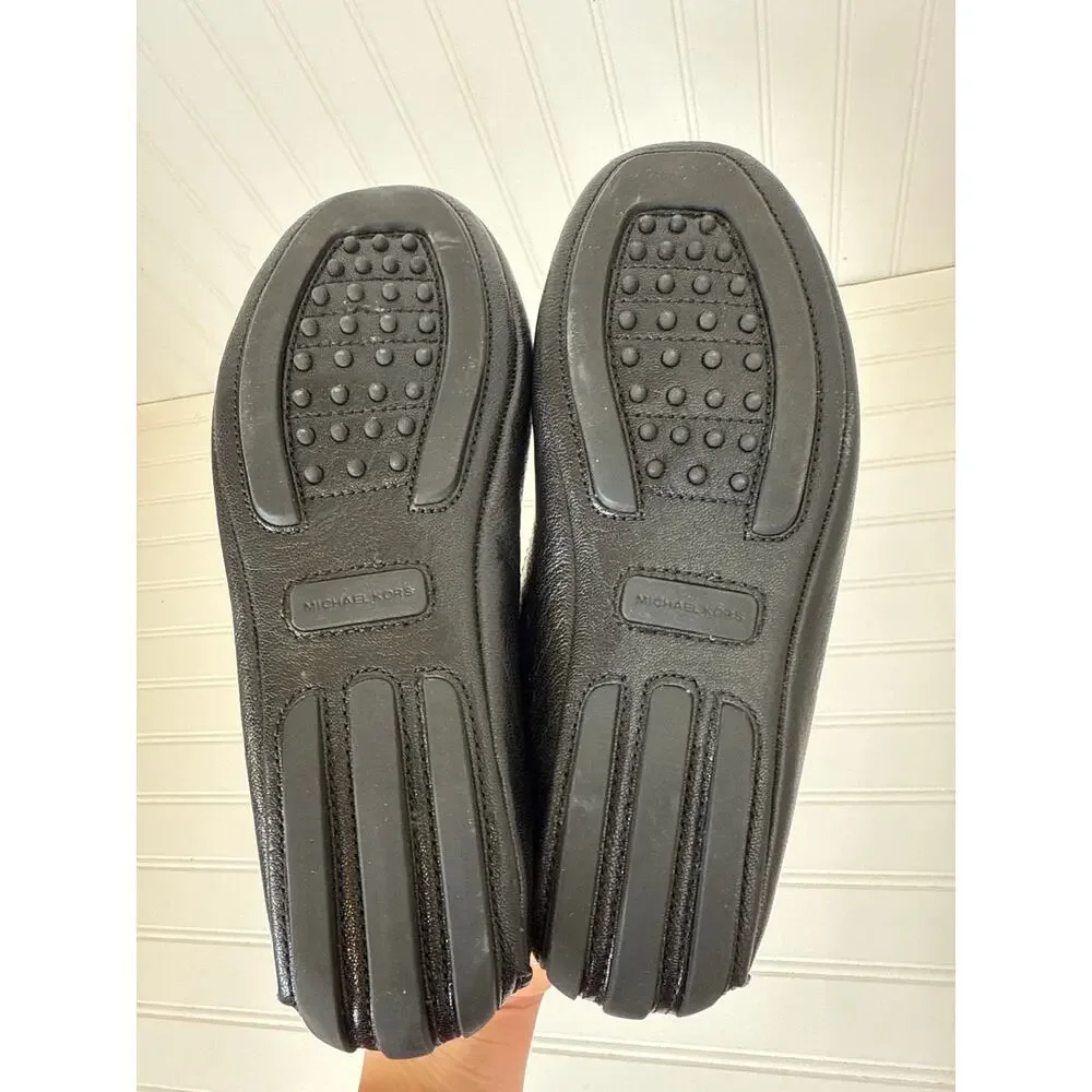 Michael Kors Black Leather Logo Ballet Flats